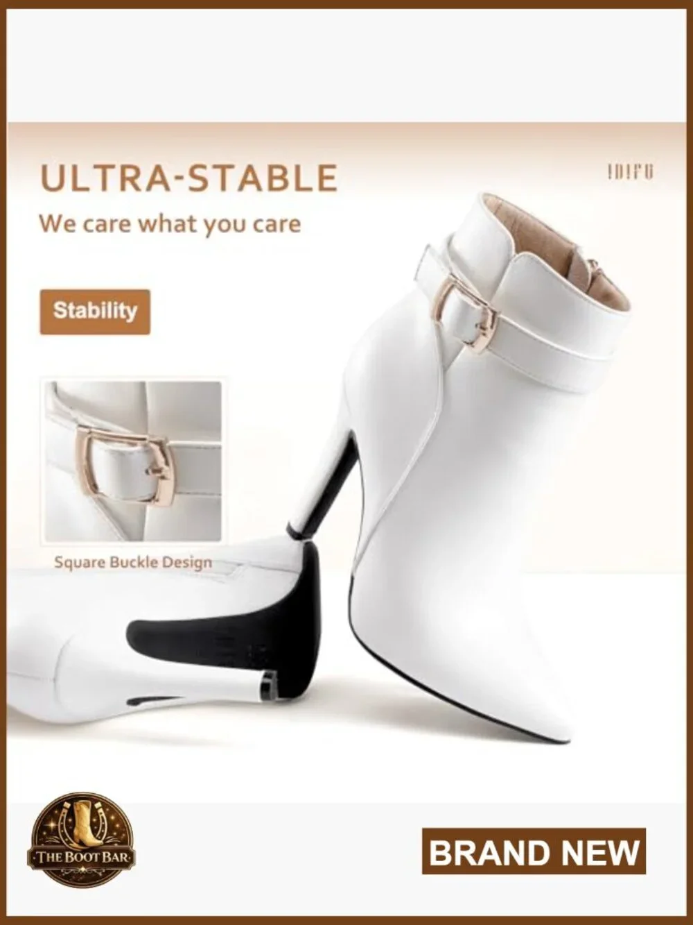Pointed Toe Stiletto High Heels Ankle Booties with Metal Buckle Side Zipper